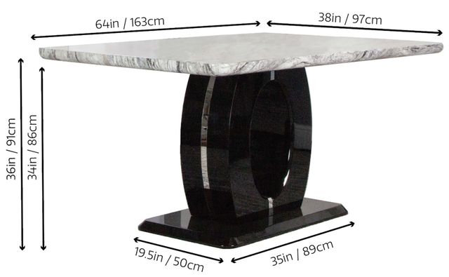 Cramco Dyane Faux Marble Top Counter Height Table with Black Base-3