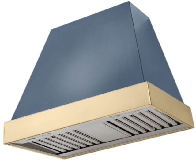 AGA Euclid 36" Stone Blue Wall Mounted Range Hood  with Polished Brass Trim-0