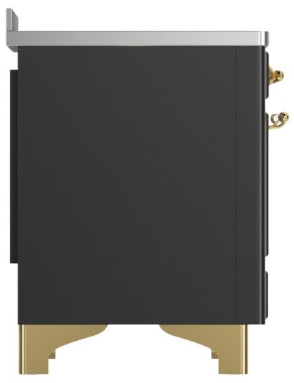 Ilve® Majestic III 48" Graphite Matte Pro Style Induction Range with Solid Door and Brass Trim-3
