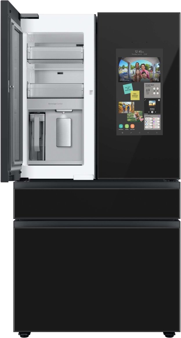 Samsung Bespoke 23 Cu. Ft. Charcoal Glass/Custom Panel Ready French Door Refrigerator with Family Hub™-1