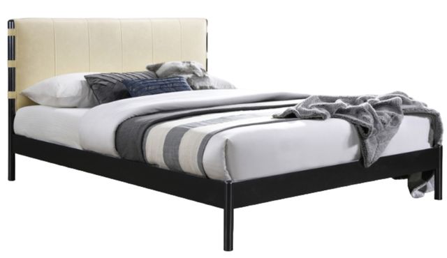 Meridian Furniture Abigail Cream/Black King Upholstered Panel Bed-0