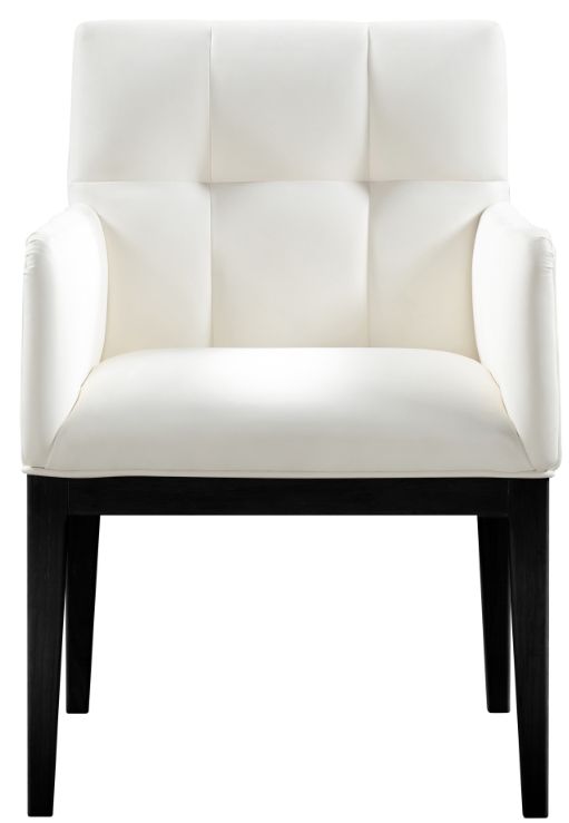 Meridian Furniture Adrian Cream/Black Leather Upholstered Dining Arm Chair-1