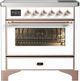 Ilve® Majestic III 36" White Pro Style Induction Range with Triple Glass Door and Copper Trim-0