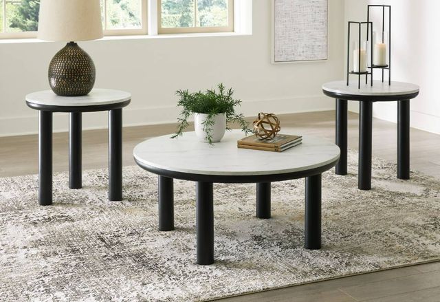 Signature Design by Ashley® Xandrum 3-Piece White Occasional Table with Black Base Set-0