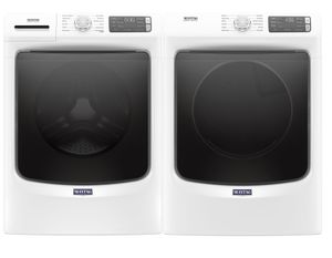 Maytag® White Front Load Laundry Pair Front view of the Maytag® White Front Load Laundry Pair