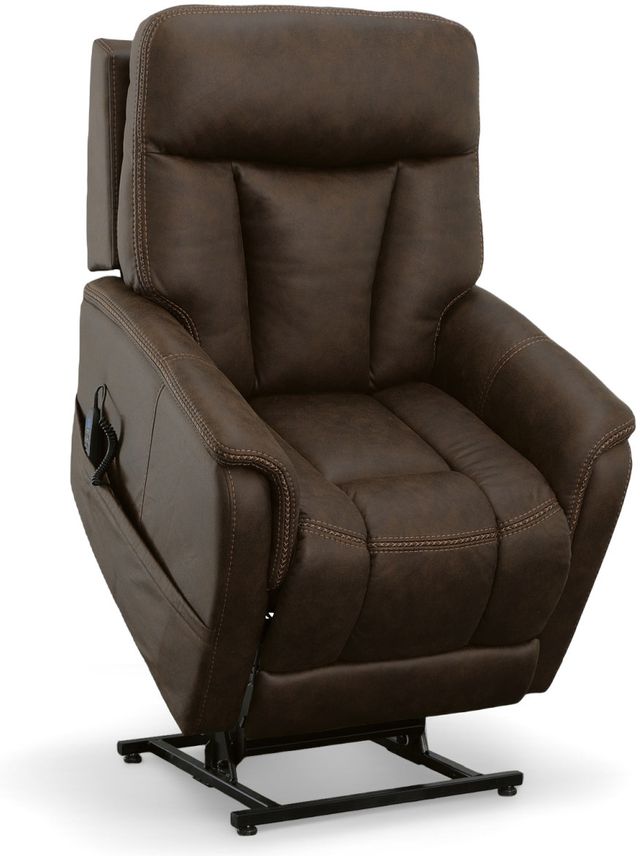 Flexsteel® Atlas Brown Power Lift Recliner with Power Headrest and Lumbar-3