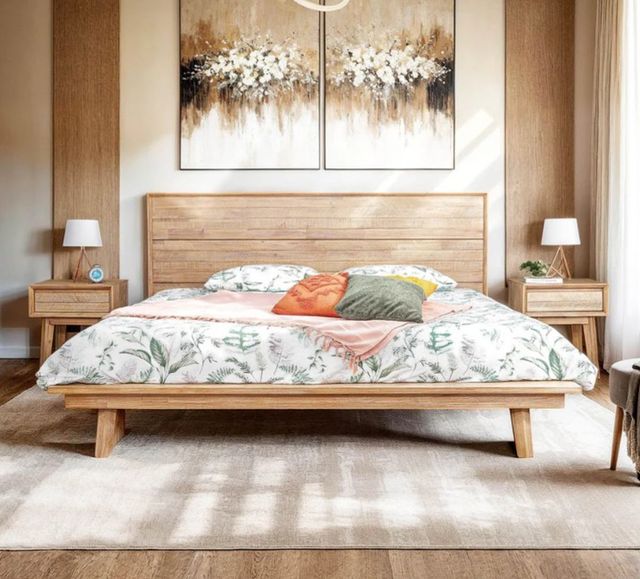 LH Home Gia Light Driftwood Queen Panel Bed-1