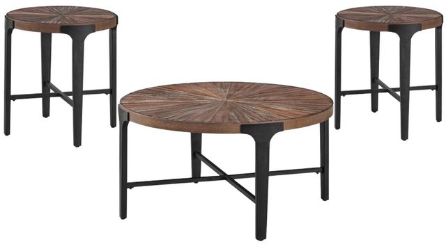 Steve Silver Co. Chevron 3-Piece Cinnamon Top Occasional Table Set with Black Base-0