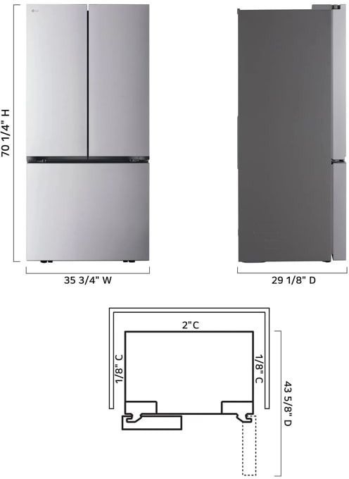 LG 36" 26.5 Cu. Ft. Stainless Steel Smart Counter-Depth MAX™ French Door Refrigerator-1