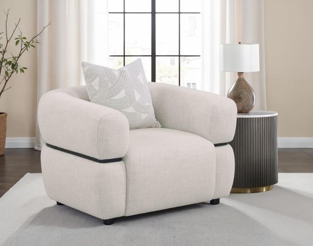 Coaster® Jeanette Beige Upholstered Round Arm Accent Chair-1