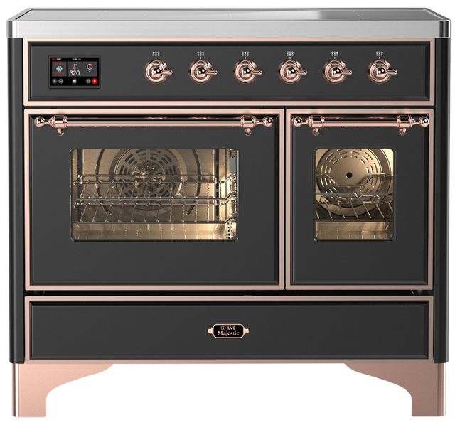 Ilve® Majestic III 40" Graphite Matte Pro Style Induction Range with Triple Glass Door and Copper Trim-0