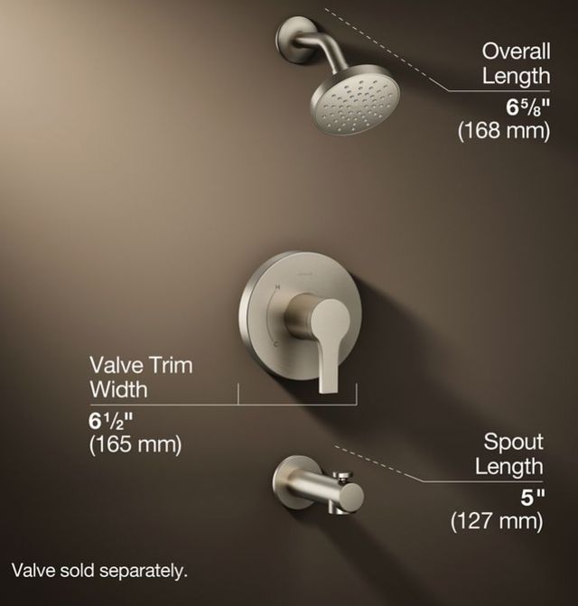 KOHLER® Elate® Rite-Temp® Vibrant Brushed Nickel 1.5 GPM Bath and Shower Trim Kit-2