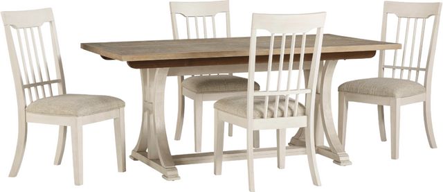Benchcraft® Shaybrock 5-Piece Antique White/Brown Dining Table Set