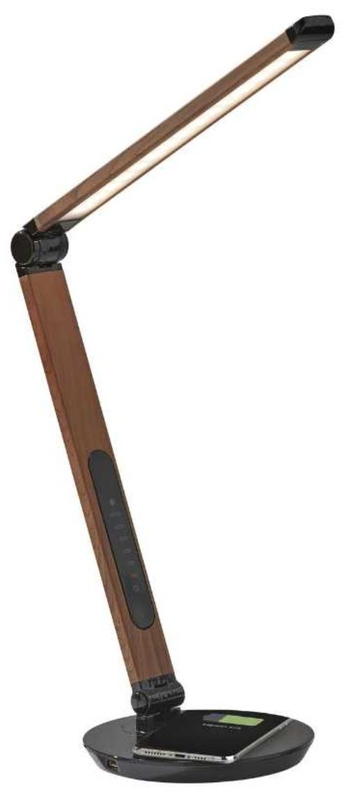 Adesso® Rodney Glossy Black/Walnut AdessoCharge Charging Desk Lamp-0