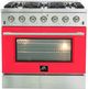 FORNO® Galiano 36" Stainless Steel Pro Style Gas Range with Red Door-0