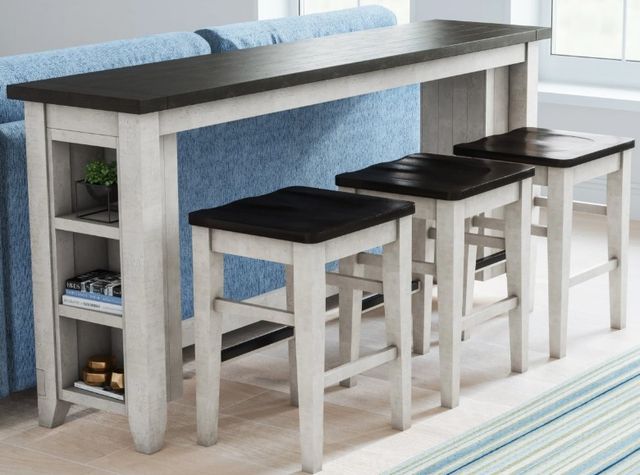 Jofran Inc. Madison County 4-Piece Brown/Vintage White Sofa Table and Stool Set-1