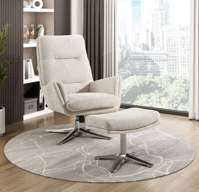 Homelegance® Parker 2-Piece Beige Swivel Chair with Ottoman Set-1