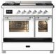 Ilve® Majestic III 40" White Pro Style Dual Fuel Liquid Propane Range with Triple Glass Door and Chrome Trim-2