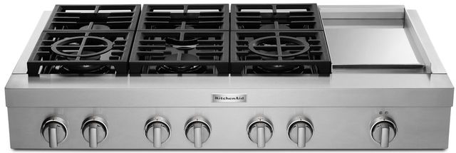 KitchenAid® 48" Stainless Steel Gas Rangetop-0
