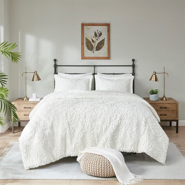 Olliix by Madison Park Norfolk Ivory Full/Queen Ultra Plush Comforter Mini Set-4