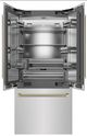 ZLINE Autograph Edition 36 " 19.6 Cu. Ft. Stainless Steel Interior and Champagne Bronze Helix Handles French Door Built-In Bottom Freezer Refrigerator with Water Dispenser and Ice Maker-1