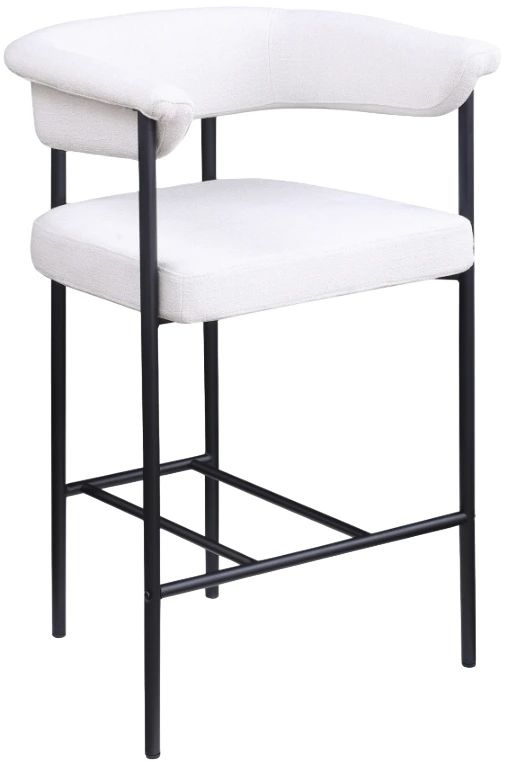 Meridian Furniture Malin Cream/Matte Black Upholstered Counter Stool-0