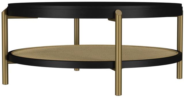 Coaster® Arini Black Coffee Table with Aged Brass Base-2