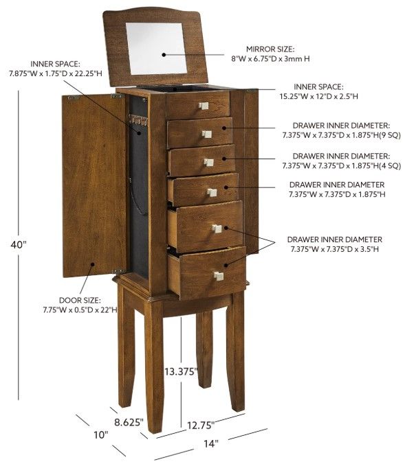 Powell® Meredith Walnut Jewelry Armoire-2