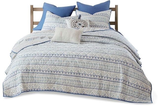 Olliix by Urban Habitat 7 Piece Blue King/California King Rochelle Cotton Reversible Coverlet Set-0