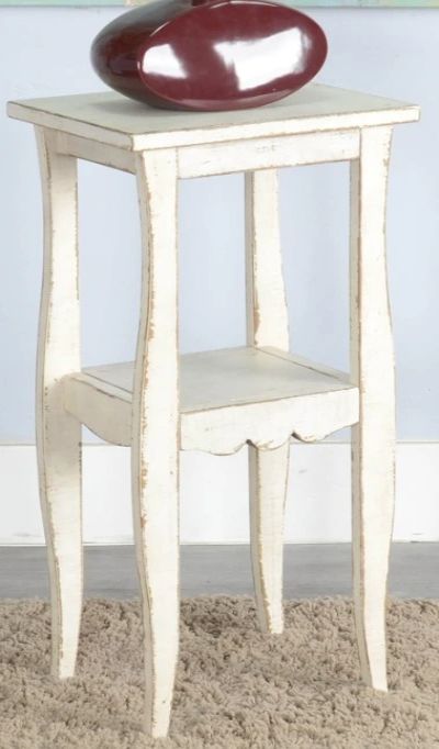 Sunny Designs™ White Sand End Table with Lower Shelf-1