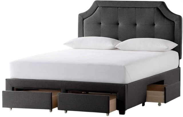 Malouf® Watson Charcoal King Upholstered Storage Platform Bed-2