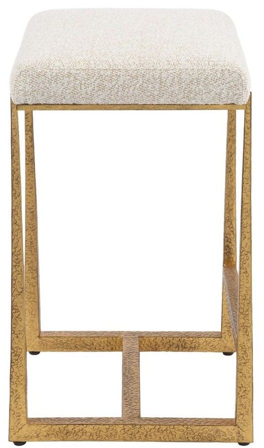 Uttermost® Midas Antique Gold/Driftwood Counter Stool-4
