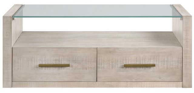 Steve Silver Co. Garland 3-Piece Glass Top Occasional Table with Washed Parchment Base Set-1