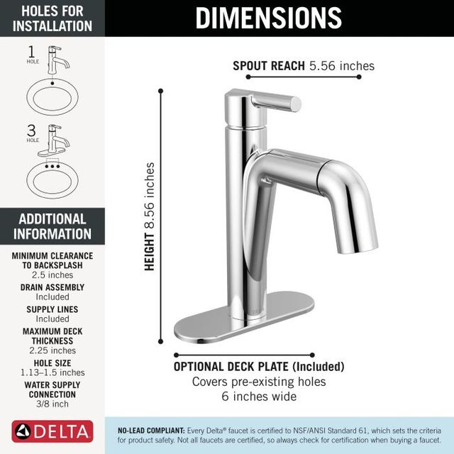 Delta Nicoli® Chrome Single Handle Pull-Down Bathroom Faucet-4