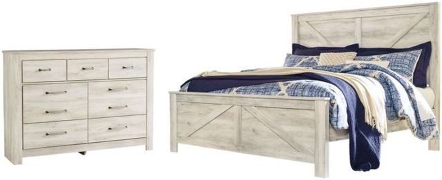 Signature Design by Ashley® Bellaby 2-Piece Whitewash King Crossbuck Panel Bed Set-0