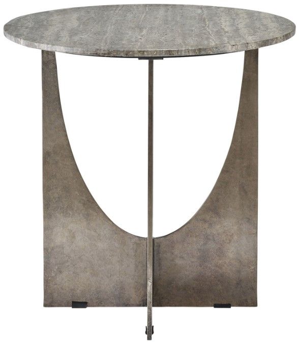 Universal Explore Home™ Op Art Gray End Table with Aged Pewter Base-2