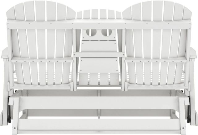 Signature Design by Ashley® Hyland Wave White Plastic Outdoor Glider Loveseat-2