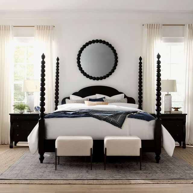 aspenhome® Caroline Soft Black King Poster Bed-2