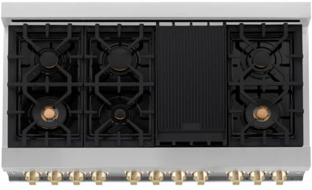 ZLINE Autograph Edition 48" Stainless Steel Pro Style Dual Fuel Range with Black Matte Door-3