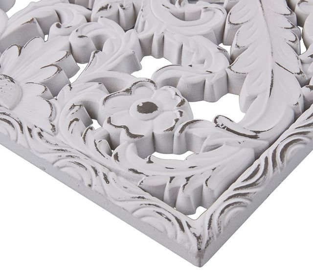 Olliix by Madison Park Botanical Panel 2 Piece White Carved Wall Decor Set-1