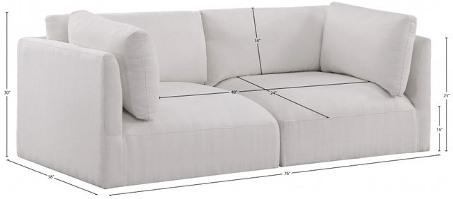 Meridian Furniture Ease 2-Piece Cream Modular Loveseat-2