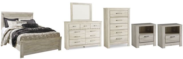 Signature Design by Ashley® Bellaby 6-Piece Whitewash Queen Panel Bed Set-0