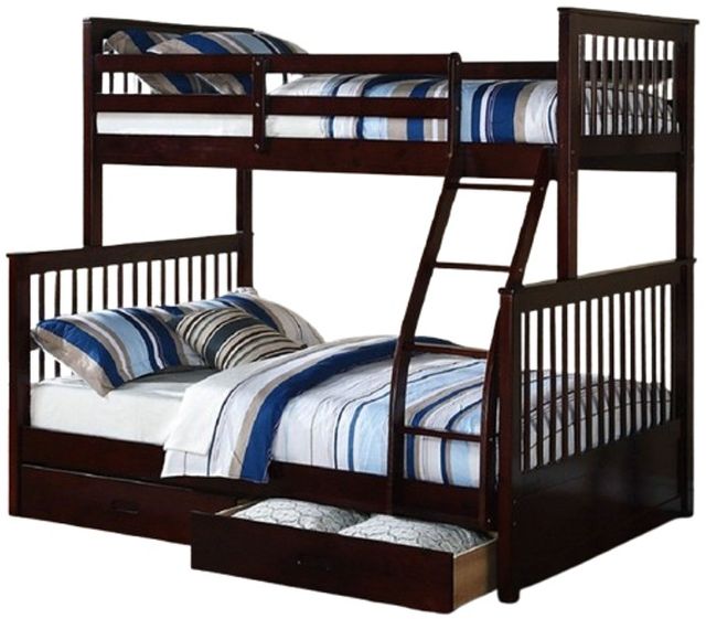 IFDC Espresso Youth Single/Double Bunk Storage Bed-0