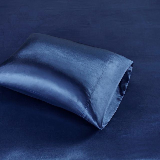 Olliix by Madison Park Essentials Satin Navy California King Wrinkle-Free Luxurious 6-Piece Sheet Set-1