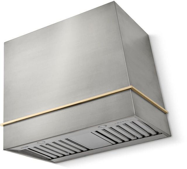La Cornue Cornufé Loge 36" Stainless Steel Wall Mounted Range Hood with Polished Brass Trim-0