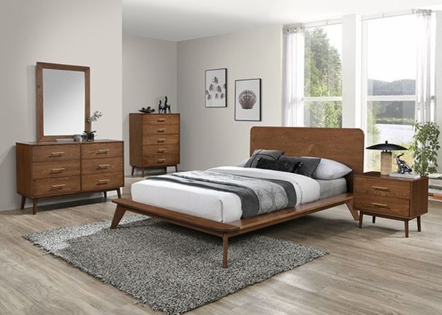 Furniture of America® Stathelle 4-Piece Walnut Queen Bedroom Set-0