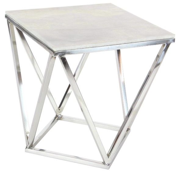 Deco Marche Silver Side End Accent Table with Silver Base-1