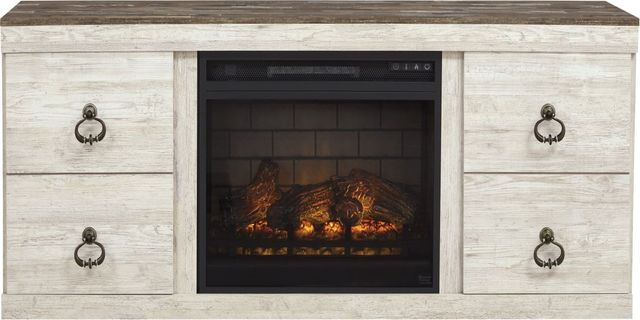 Signature Design by Ashley® Willowton 4-Piece Whitewash Entertainment Center with Electric Fireplace-2