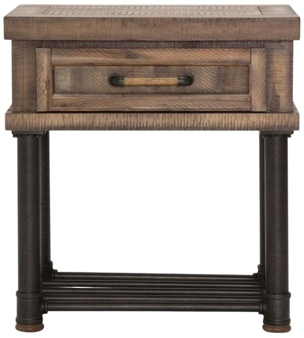 Michael Amini® Crossings Reclaimed Barn Side Table with Gunmetal Black  Base-2