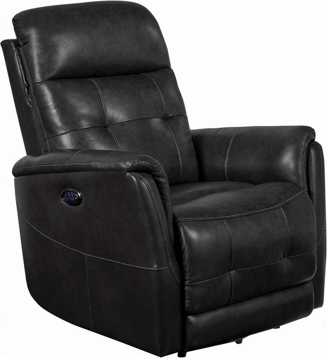 Coaster® Grey Upholstered Cushion Back Power^3 Recliner-2